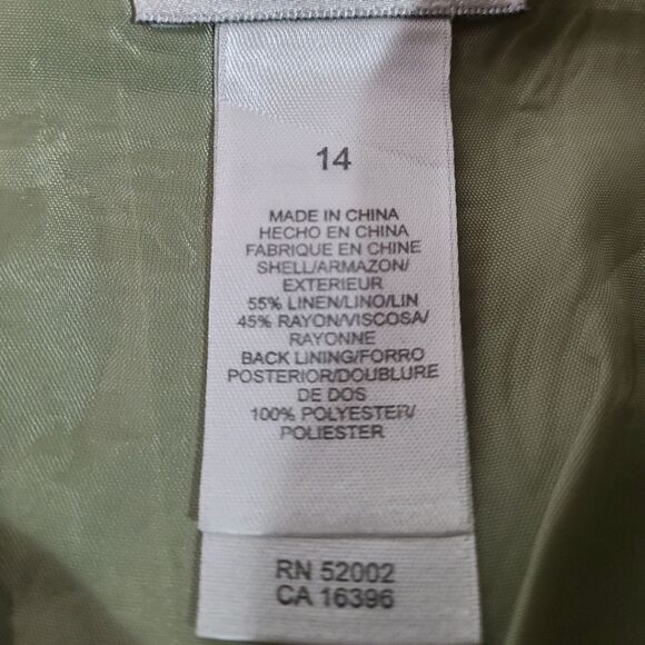 Emma James Linen Blend Green Striped Blazer Size 14 With Accents - Picture 6 of 6